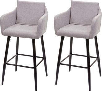 Hhg Hhg - Lote De 2 Taburetes De Bar 754, Taburete De Bar Taburete De Mostrador, Reposapi&eacute;s De Metal, Tela/textil Gris Claro