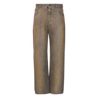Fendi Straight Jeans, male, Beige, Size: W33 Jeans Lunghi Argilla