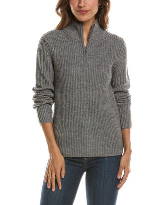 Fort&eacute; Cashmere Zip Mock Neck 100% Cashmere Sweater
