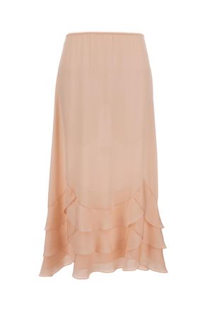 Simone Rocha Pale Pink Tiered Scalloped Silk Maxi Skirt