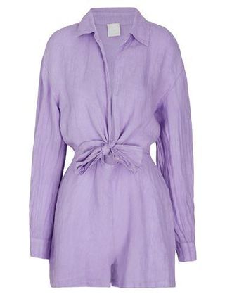 8 by YOOX LINEN SHORT CHEMISIER OVERALL