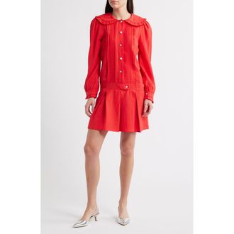 Sister Jane Cruise Pleated Long Sleeve Minidress in Red at Nordstrom Rack, Size Medium