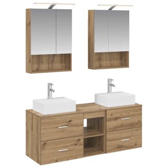 vidaXL Juego De Muebles De Ba&ntilde;o 5 Pcs Roble Artesanal Vidaxl
