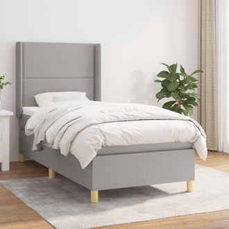 vidaXL Vidaxl - Cama Box Spring Con Colch&oacute;n Tela Gris Claro 100x200 Cm