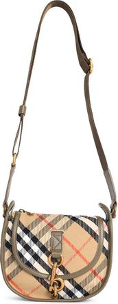 Burberry B Clip Mini Messenger Bag In Beige Sand Cotton Blend