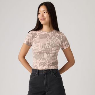 Levi's Graphic Essential Sporty Tee - Womens - XS - Pink / Zine Cowboy Grid Crystal Pink