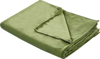 Beliani Beliani - Funda De Manta Pesada Moderna Tejido Liso Poli&eacute;ster Textil Dormitorio 120 X 180 Cm Verde Oscuro Rhea