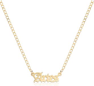 Gabi Rielle Zodiac Sign Gothic Script Necklace in Gold-Aries at Nordstrom Rack