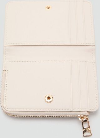 Mango Portafoglio piccolo effetto Saffiano bianco sporco - Donna - Taglia unica - MANGO