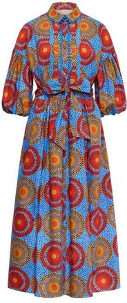 Maison Common Printed Dress With Macrame Piping in Blue Multicolour at Nordstrom, Size 42