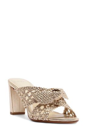 Alexandre Birman Belinda Woven Block Heel Sandal in Golden at Nordstrom, Size 11.5