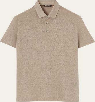 Loro Piana Mens Linen Jersey Dublon Polo Shirt