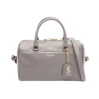 Saint Laurent Pre-owned Handbags, female, Gray, Size: ONE SIZE Pre-owned Paris Baby Duffle Leather 2way Handbag