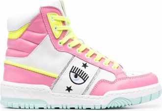 Chiara Ferragni Bold Eye High-Top Sneakers - Dames - Sneakers - Roze - 40 EU - Leer - Schoenen