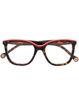 Carolina Herrera contrast-border square-frame glasses - women - Acetate - One Size - Brown