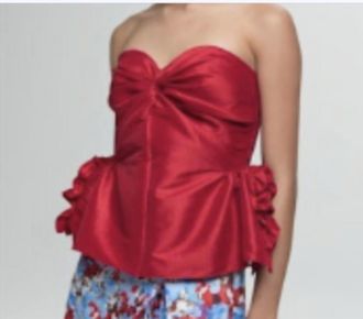 Kika Vargas Tasha Taffeta Top In Red