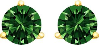 House of Brilliance 14K Gold 1.00 Cttw 3-Prong Martini Set Lab Grown Green Diamond Solitaire Stud Earrings in Yellow at Nordstrom