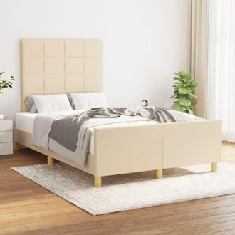 vidaXL Estructura De Cama Sin Colch&oacute;n Tela Crema 120x200 Cm Vidaxl