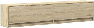 Berkfield Home TV Wall Cabinet with LED Sonoma Oak 180x31x38 cm in Light Brown | Size: 180 x 31 x 38 cm