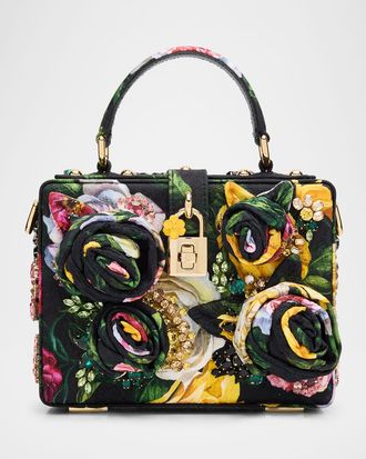 Dolce & Gabbana Flower Brocade Embellished Box Top-Handle Bag