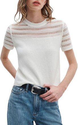 Rag & Bone Britt Openwork Crewneck Sweater in White at Nordstrom, Size Xx-Small
