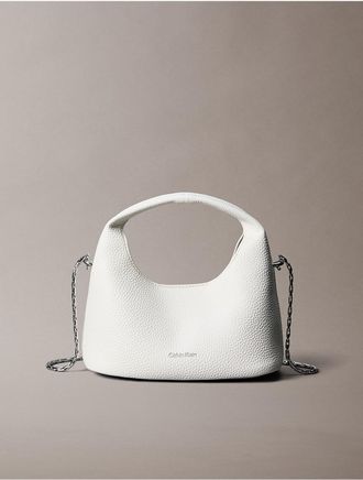 Calvin Klein Womens Pebble Grain Small Slouchy Bag - White