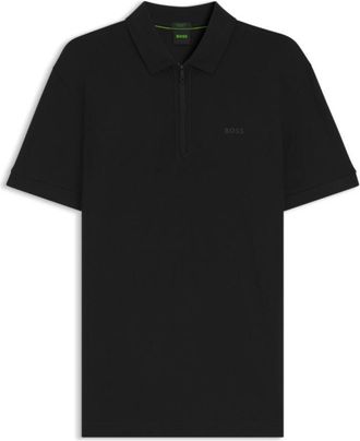 BOSS Zipper-neck polo shirt in cotton-blend jersey
