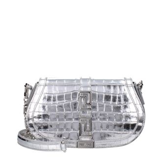 Versace Damens Silberne Leder-Umh&auml;ngetasche