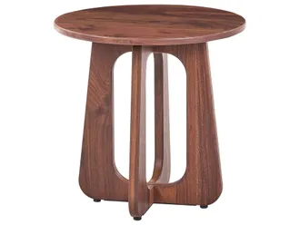 Beliani Tavolino Laterale Con Piano Effetto Legno Stile Retr&ograve; Moderno Mid-century Marrone Gaillard