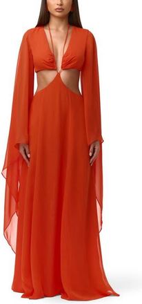 Naked Wardrobe Cutout Maxi Dress in Tangerine at Nordstrom, Size X-Large