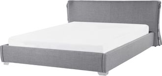 Beliani Cama De Agua Tapizada En Tela Gris Con Somier Y Accesorios 160 X 200 Cm Dise&ntilde;o Moderno Paris