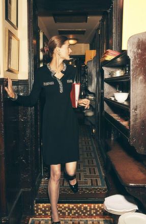 Boden Crystal Embellished Knit Shift Dress in Black at Nordstrom, Size 10