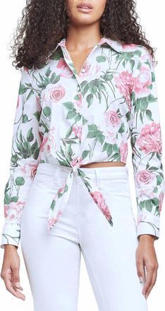 L'agence Gaia Tie Front Blouse In Rosa Print