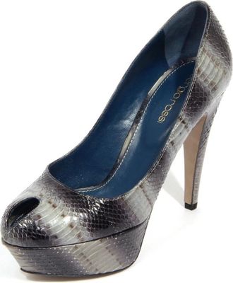 Sergio Rossi Multicolor Slang Grijs Leren Hakken - Dames - Pumps - Grijs - 36 1/2 EU - Schoenen