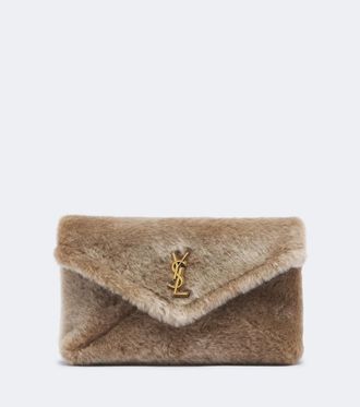 Saint Laurent Cassandre Large shearling clutch