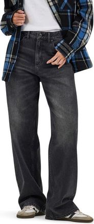 Lee Rider Loose Straight Leg Jeans in Charred Black at Nordstrom, Size 24