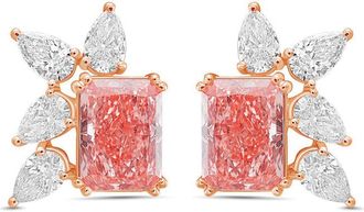 Diana M. Jewels 14kt Rose Gold 15cts Lab Grown Pink and White Diamond Cluster Earrings
