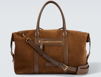 Tom Ford Buckley leather-trimmed suede duffel bag