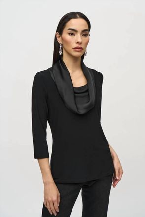 Joseph Ribkoff Womens Mix Media Cowl Top In Black