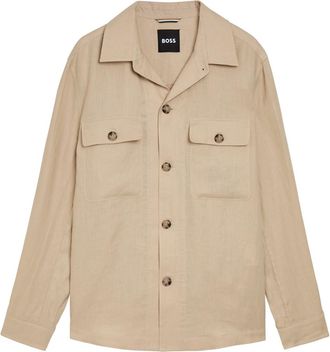 BOSS Boss Linen Overshirt - Beige - 54 (IT54 / Xxl)