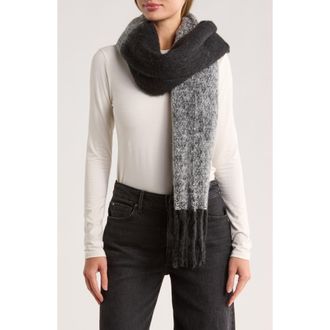 Steve Madden Two-Tone Fringe Scarf in Black Multi at Nordstrom Rack