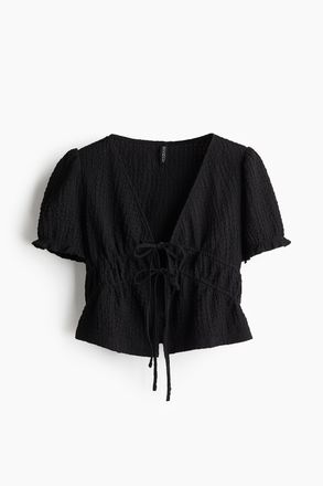 H&M Gecrinkeltes Top zum Binden - Schwarz