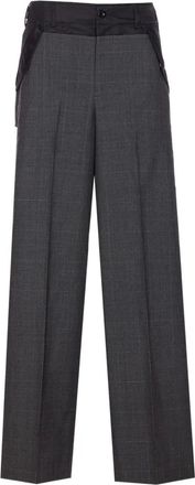 sacai check-pattern buckle trousers - Grey