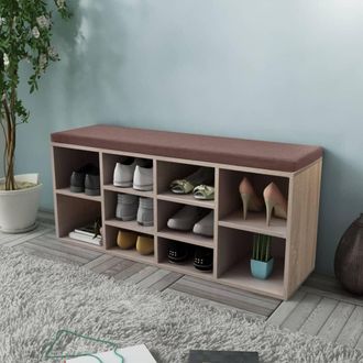 vidaXL Banco Zapatero Con 10 Compartimentos Color Roble Vidaxl
