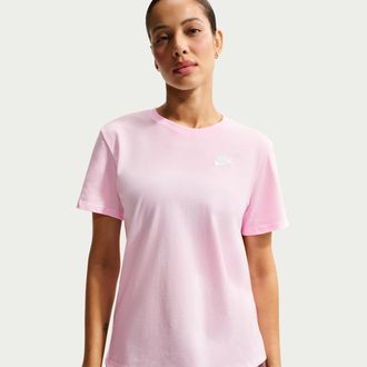 Nike Womens Nike Sportswear Club Essentials T-Shirt in Pink | DX7902-663