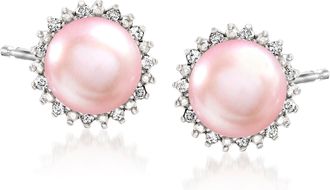 Ross-Simons 7-7.5mm Pink Cultured Pearl and. Diamond Earrings