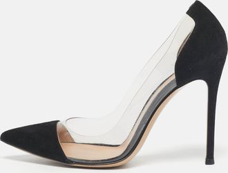 Gianvito Rossi Black/transparent Suede And Pvc Plexi Pumps