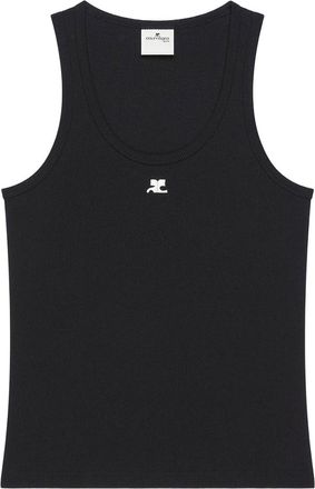 Courr&egrave;ges Black Knitted Scoop Neck Top