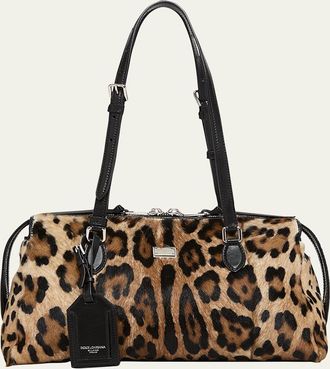 Dolce & Gabbana Vittoria Cheetah-Print Pony Hair Shoulder Bag
