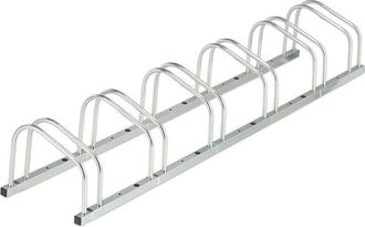 Relaxdays Relaxdays Soporte Bicicletas Suelo Para 6 Bicis, Ruedas De Hasta 50 Mm, Met&aacute;lico, Garaje, Aparcabicicletas, Plateado